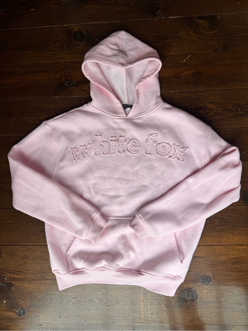 White Fox Boutique Pink Embroidered Logo Hoodie